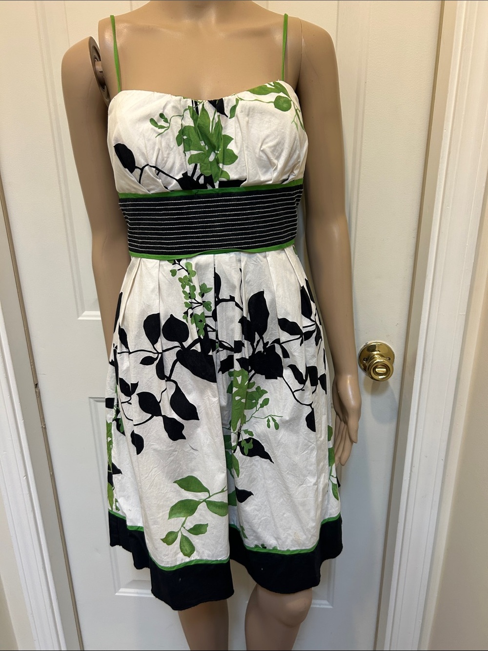 Speechless White Strapless Sundress with Black and Green Floral Print